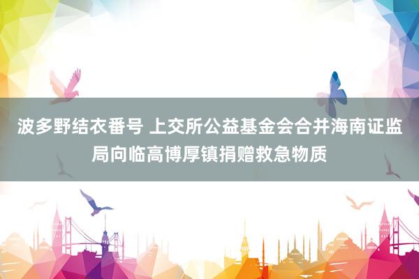 波多野结衣番号 上交所公益基金会合并海南证监局向临高博厚镇捐赠救急物质