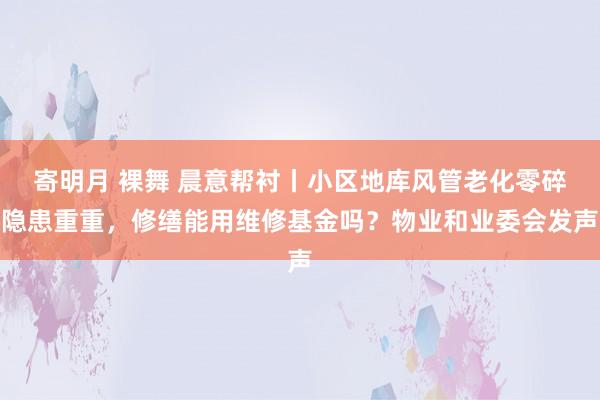 寄明月 裸舞 晨意帮衬丨小区地库风管老化零碎隐患重重，修缮能用维修基金吗？物业和业委会发声