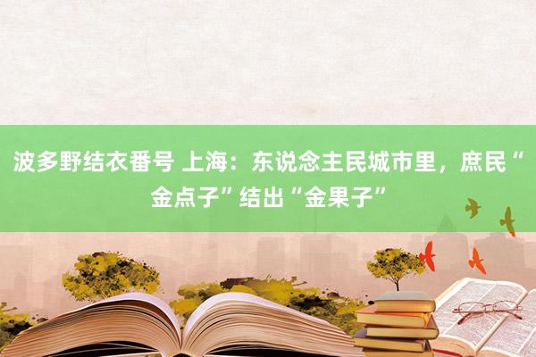 波多野结衣番号 上海：东说念主民城市里，庶民“金点子”结出“金果子”