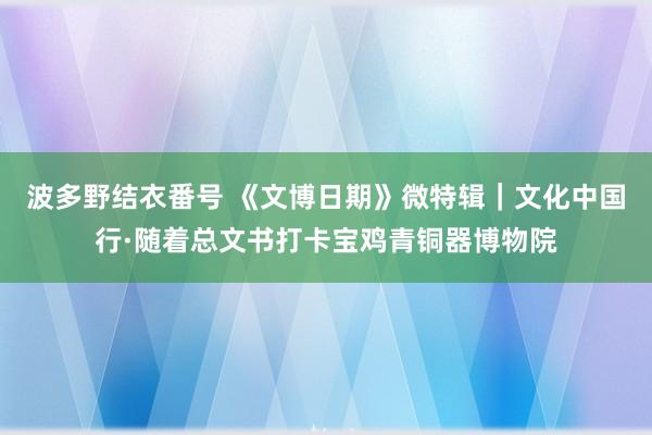 波多野结衣番号 《文博日期》微特辑｜文化中国行·随着总文书打卡宝鸡青铜器博物院