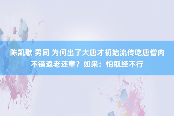 陈凯歌 男同 为何出了大唐才初始流传吃唐僧肉不错返老还童？如来：怕取经不行