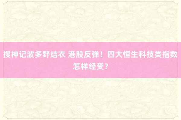 搜神记波多野结衣 港股反弹！四大恒生科技类指数怎样经受？