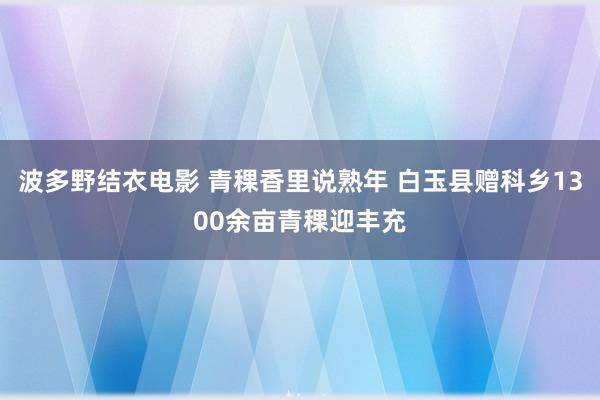 波多野结衣电影 青稞香里说熟年 白玉县赠科乡1300余亩青稞迎丰充