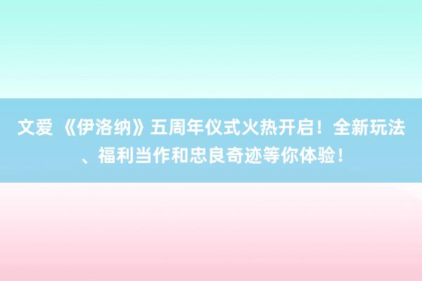 文爱 《伊洛纳》五周年仪式火热开启！全新玩法、福利当作和忠良奇迹等你体验！