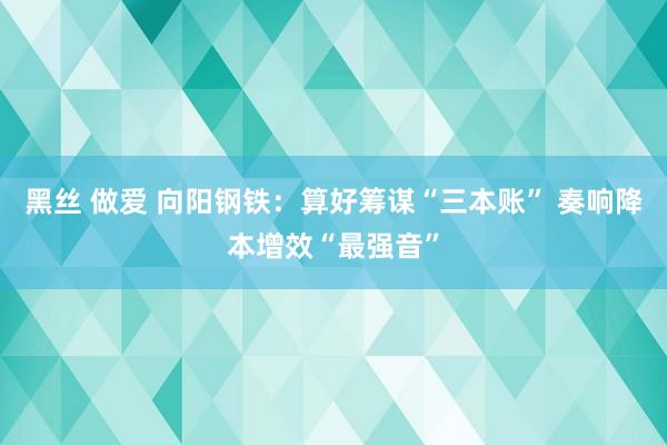 黑丝 做爱 向阳钢铁：算好筹谋“三本账” 奏响降本增效“最强音”