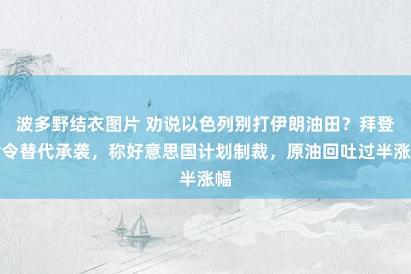 波多野结衣图片 劝说以色列别打伊朗油田？拜登命令替代承袭，称好意思国计划制裁，原油回吐过半涨幅