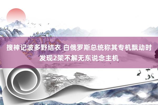 搜神记波多野结衣 白俄罗斯总统称其专机飘动时发现2架不解无东说念主机