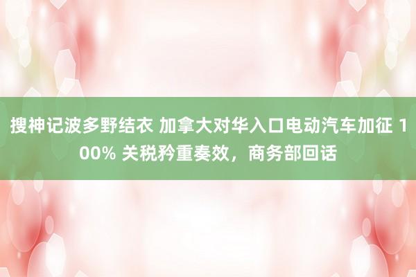 搜神记波多野结衣 加拿大对华入口电动汽车加征 100% 关税矜重奏效，商务部回话