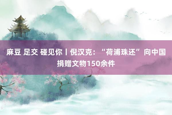 麻豆 足交 碰见你丨倪汉克：“荷浦珠还” 向中国捐赠文物150余件