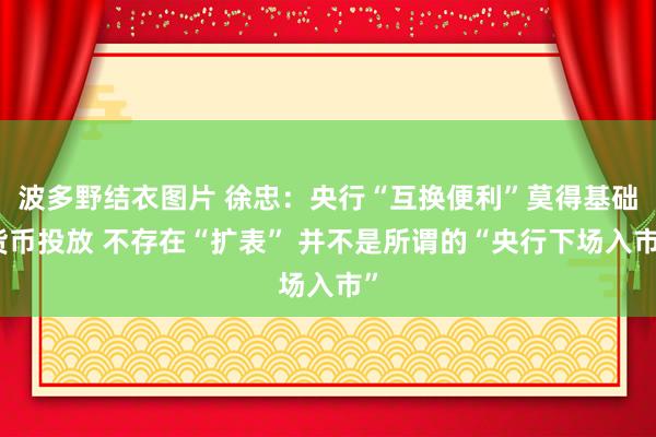 波多野结衣图片 徐忠：央行“互换便利”莫得基础货币投放 不存在“扩表” 并不是所谓的“央行下场入市”