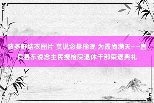 波多野结衣图片 莫说念桑榆晚 为霞尚满天——宜良县东说念主民搜检院退休干部荣退典礼