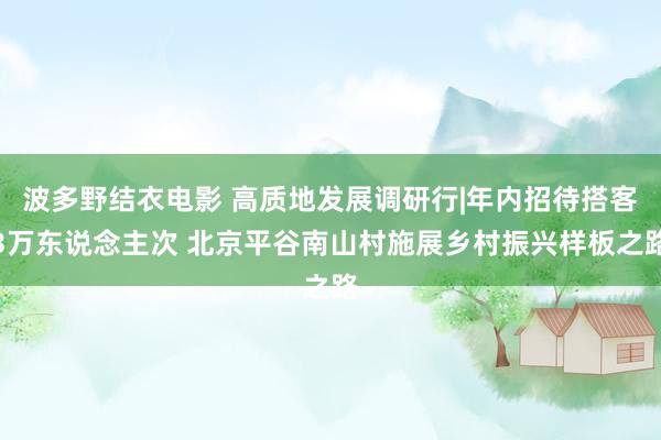 波多野结衣电影 高质地发展调研行|年内招待搭客3万东说念主次 北京平谷南山村施展乡村振兴样板之路