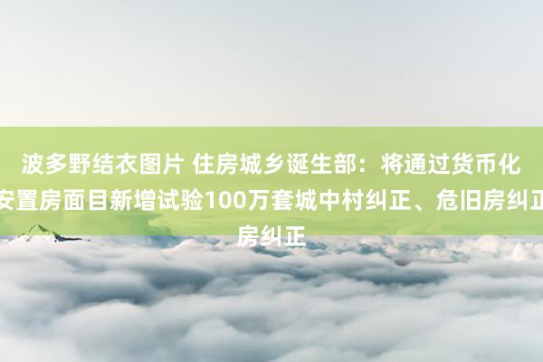 波多野结衣图片 住房城乡诞生部：将通过货币化安置房面目新增试验100万套城中村纠正、危旧房纠正