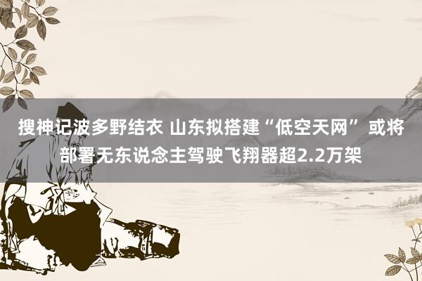 搜神记波多野结衣 山东拟搭建“低空天网” 或将部署无东说念主驾驶飞翔器超2.2万架