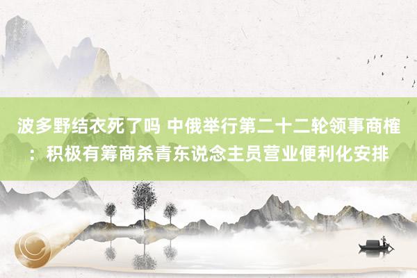 波多野结衣死了吗 中俄举行第二十二轮领事商榷：积极有筹商杀青东说念主员营业便利化安排