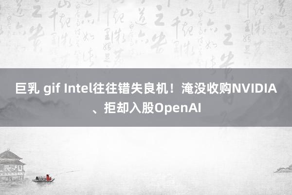 巨乳 gif Intel往往错失良机！淹没收购NVIDIA、拒却入股OpenAI