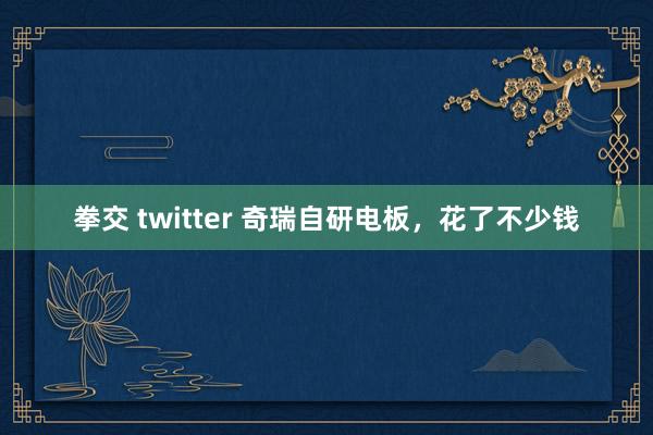 拳交 twitter 奇瑞自研电板，花了不少钱