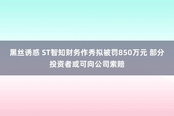 黑丝诱惑 ST智知财务作秀拟被罚850万元 部分投资者或可向公司索赔