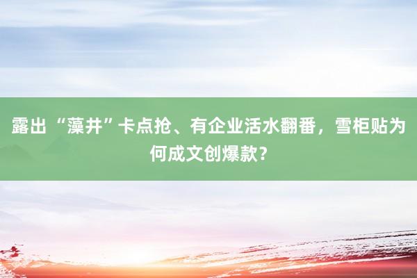 露出 “藻井”卡点抢、有企业活水翻番，雪柜贴为何成文创爆款？