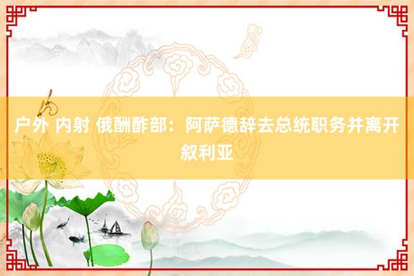 户外 内射 俄酬酢部：阿萨德辞去总统职务并离开叙利亚