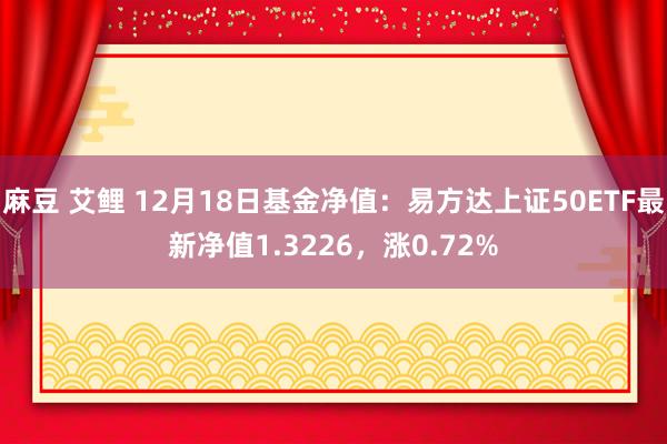 麻豆 艾鲤 12月18日基金净值：易方达上证50ETF最新净值1.3226，涨0.72%