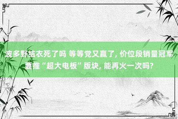 波多野结衣死了吗 等等党又赢了， 价位段销量冠军要推“超大电板”版块， 能再火一次吗?