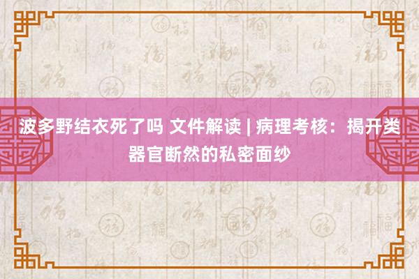 波多野结衣死了吗 文件解读 | 病理考核：揭开类器官断然的私密面纱