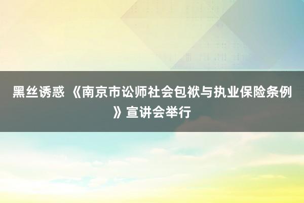 黑丝诱惑 《南京市讼师社会包袱与执业保险条例》宣讲会举行