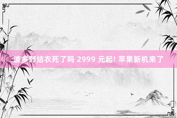 波多野结衣死了吗 2999 元起! 苹果新机来了