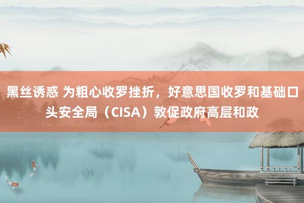 黑丝诱惑 为粗心收罗挫折，好意思国收罗和基础口头安全局（CISA）敦促政府高层和政