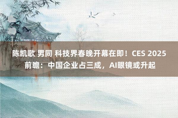 陈凯歌 男同 科技界春晚开幕在即！CES 2025 前瞻：中国企业占三成，AI眼镜或升起